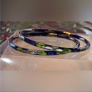 Blue cloisonne bangles size 7.8” circumference. Set of 2